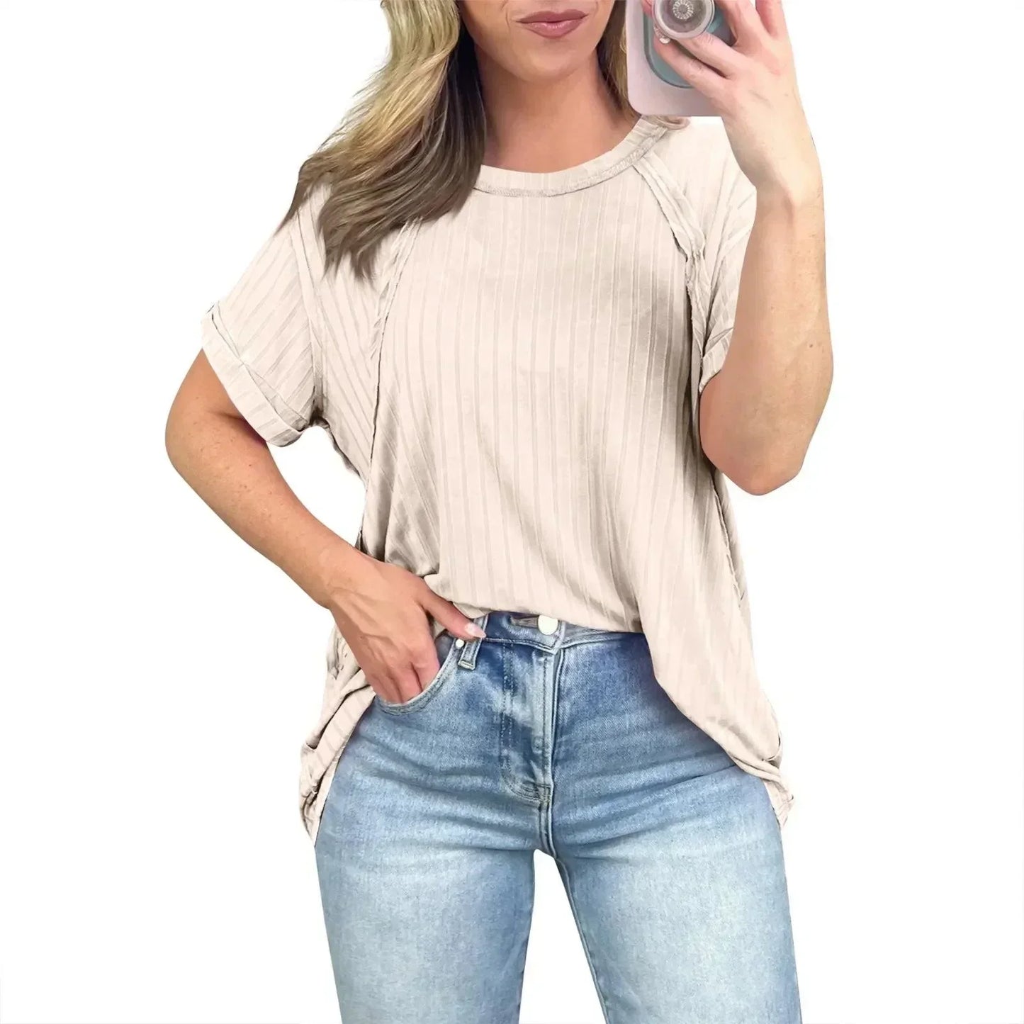 Camiseta Texturizada Steffany™ em Algodão Premium  / Exclusividade em Conforto e Estilo que Você Merece!
