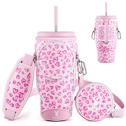 AmoraCup™ – Bolsa Térmica para Copo com Alça Ajustável e Bolso Extra / Leve Seu Estilo e Hidratação Sempre com Você!