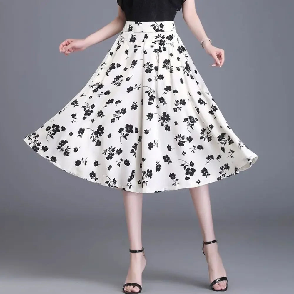 [COMPRE 1 E LEVE 2] Calça-Saia Olivia™ Midi Floral com Cintura Alta / Toque de Feminilidade e Frescor que Valoriza Você em Qualquer Ocasião!