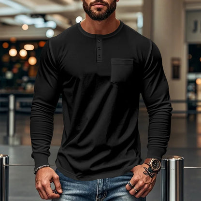 Camisa Manga Longa Northline™ Com Gola Henley e Modelagem Ajustada