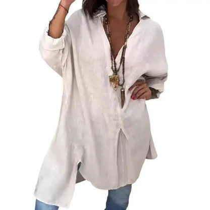 Camisa Despojada Hillary™ em Algodão Suave / Elegância Casual e Conforto para o Seu Dia a Dia!