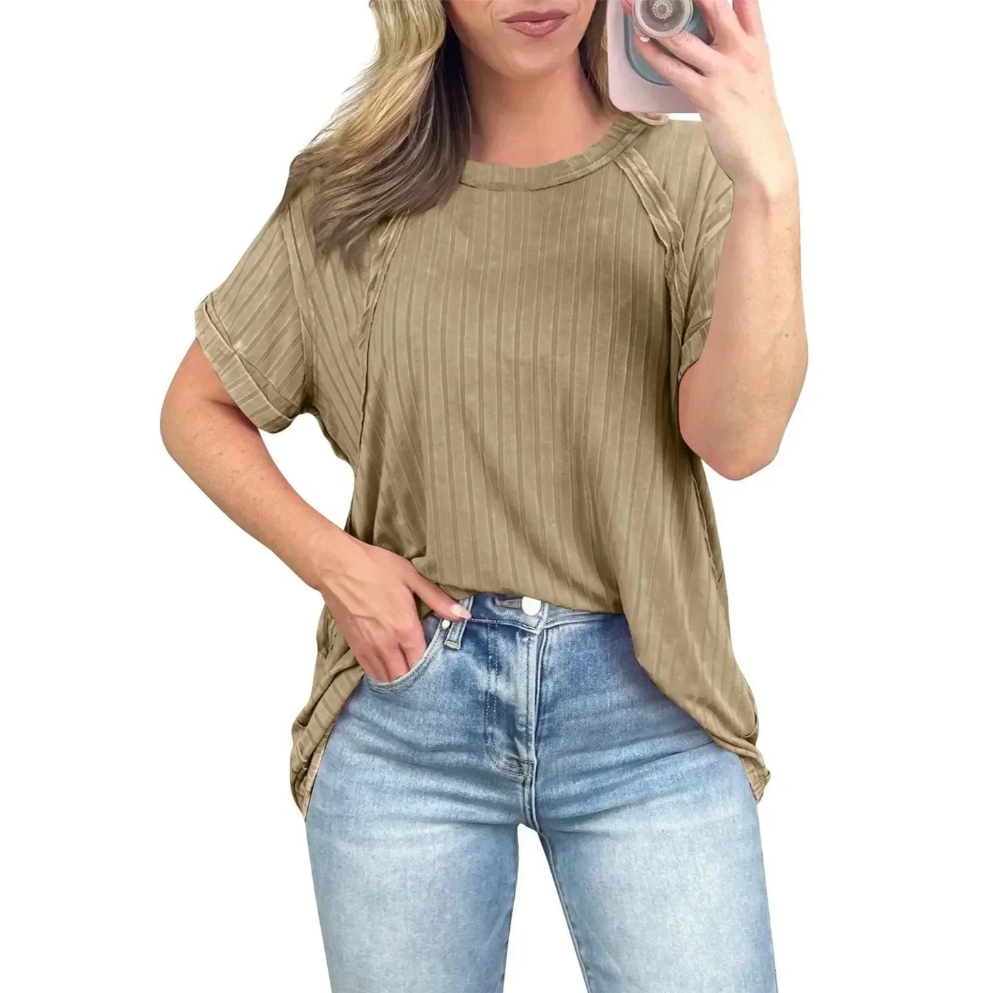 Camiseta Texturizada Steffany™ em Algodão Premium  / Exclusividade em Conforto e Estilo que Você Merece!