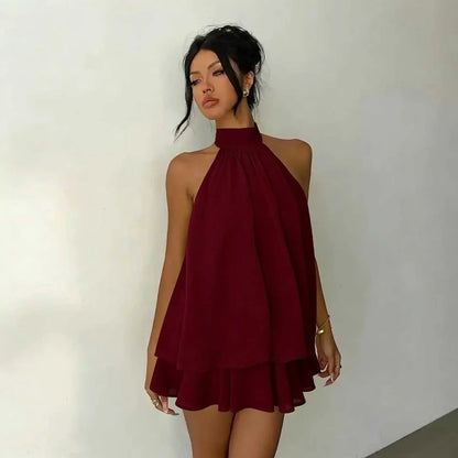 Vestido Serenya™ com Amarração Halter e Leveza Natural