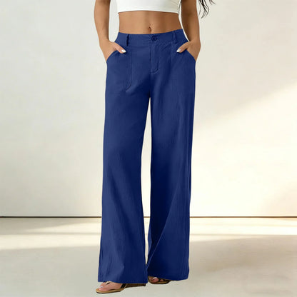 Calça Sorena™ com Cintura Alta, Bolsos Amplos e Modelagem Reta / Conforto Que Mantém o Visual Bem Alinhado