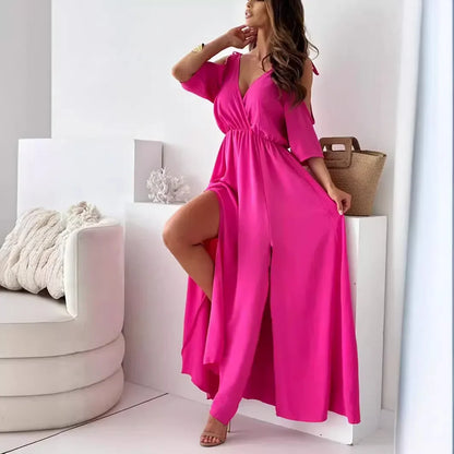Vestido Sahara™ em Viscose Fluida com Ombros Vazados / Sensualidade, Mistério, Calor e Estilo Atemporal!