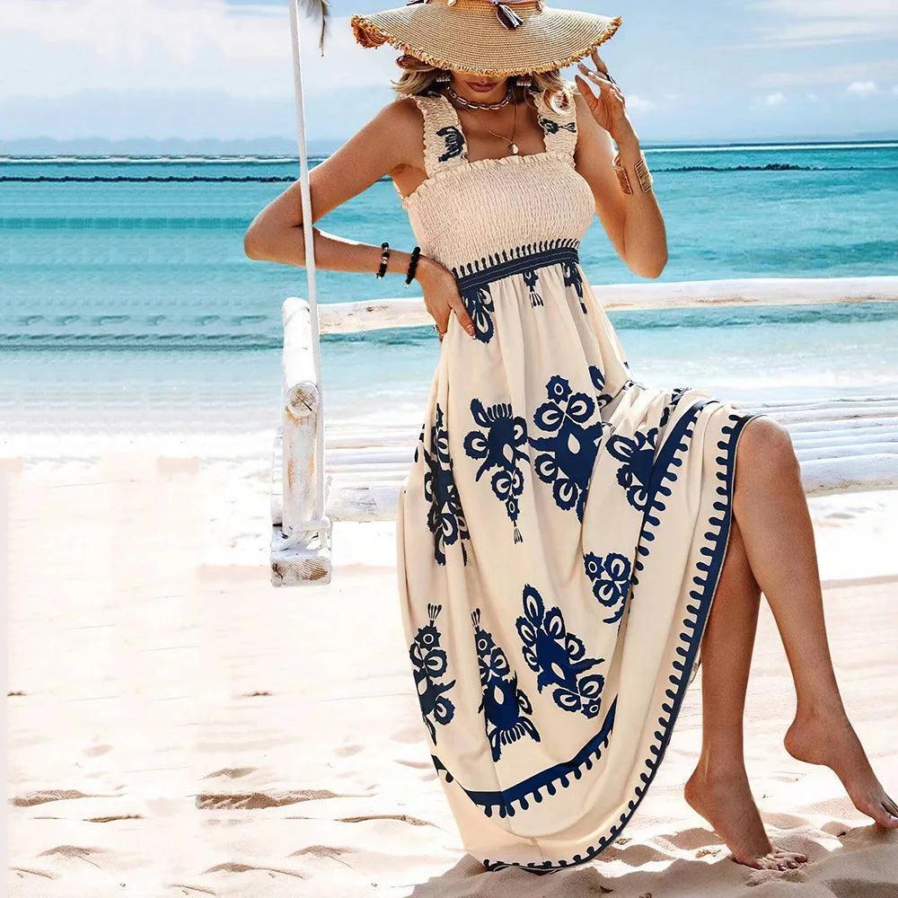 Vestido Mykonos Beach™ com Estampas Barrocas e Caimento Impecável / A Elegância das Praias Gregas com o Conforto de um Look Descontraído!