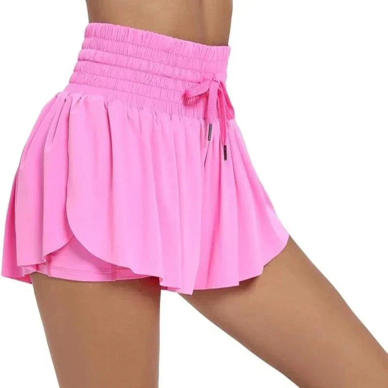 (Compre 1 e Leve 2)  Shorts BellaFit™ com Saia, Cós Alto Elástico e Bolso Funcional