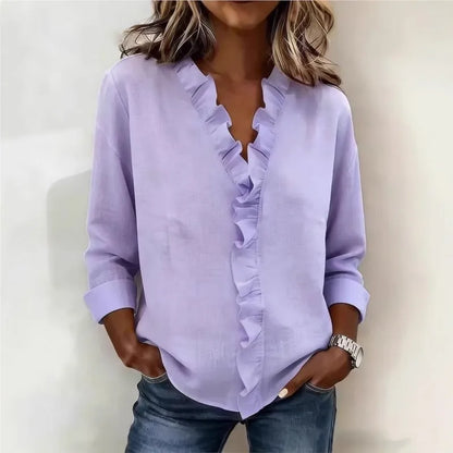 Blusa Sorelle™ com Babado Vertical e Visual Atemporal