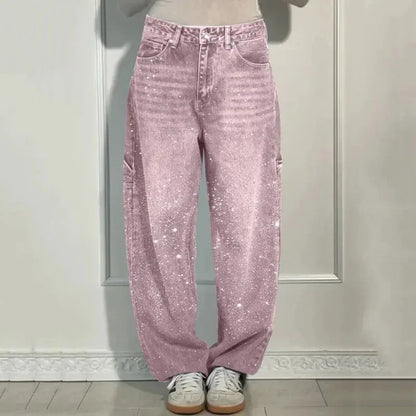 Calça Jeans Sparkle™ com Corte Reto e Brilho Aplicado / O Glamour das Ruas em Movimento!