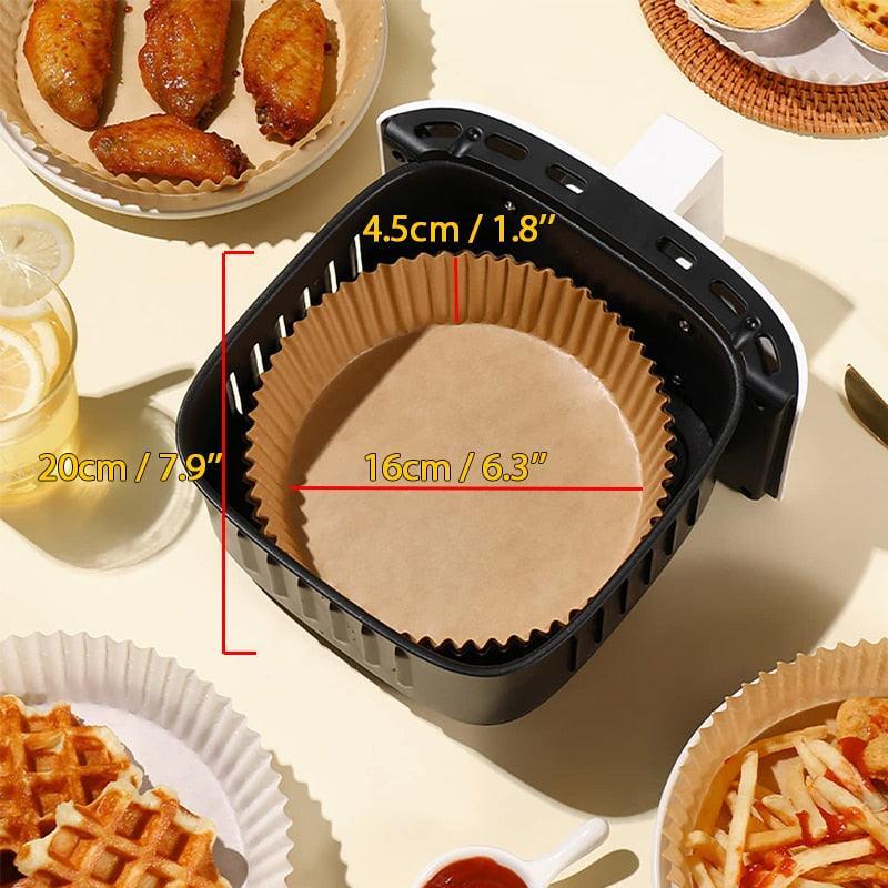 Kit com 100 Formas para Air Fryer Descartáveis e Antiaderentes