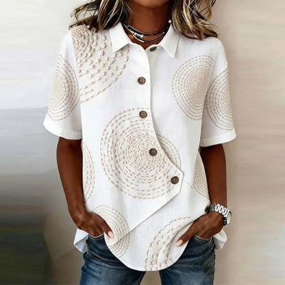 Blusa Celisse™ com Corte Assimétrico e Botões Frontais