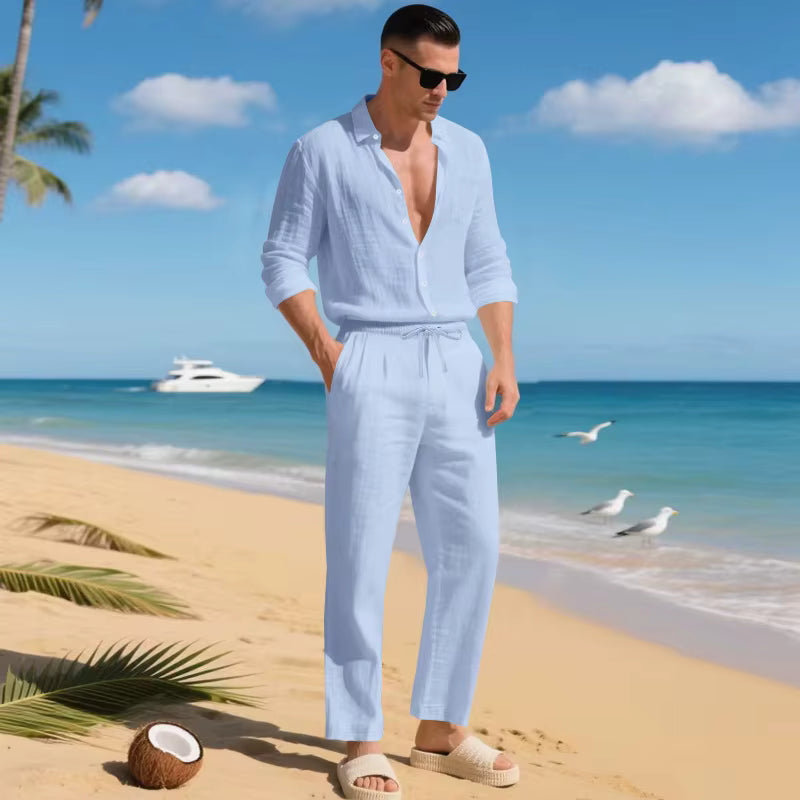 Conjunto Trancoso™ em Linho de Algodão com Design Sofisticado