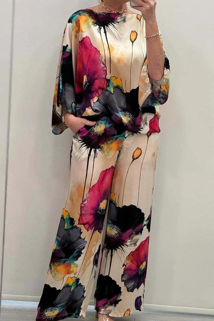 Conjunto Aquarela Floral™ em Cetim Luxuoso / Exale Sofisticação e Criatividade com Conforto Absoluto!