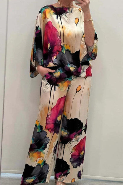 Conjunto Aquarela Floral™ em Cetim Luxuoso / Exale Sofisticação e Criatividade com Conforto Absoluto!
