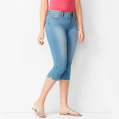 Calça Jeans Capri Sorelly™ Com Modelagem Ajustada E Barra Com Fenda Sutil / O Jeans Leve Para Looks Mais Sofisticados