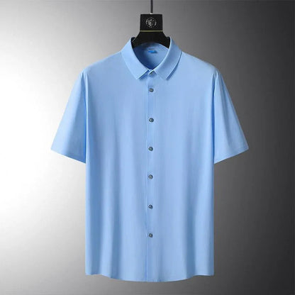 Camisa Social Manga Curta em Seda Gelo - Alto Padrão / Um toque de elegância em seu guarda-roupa!