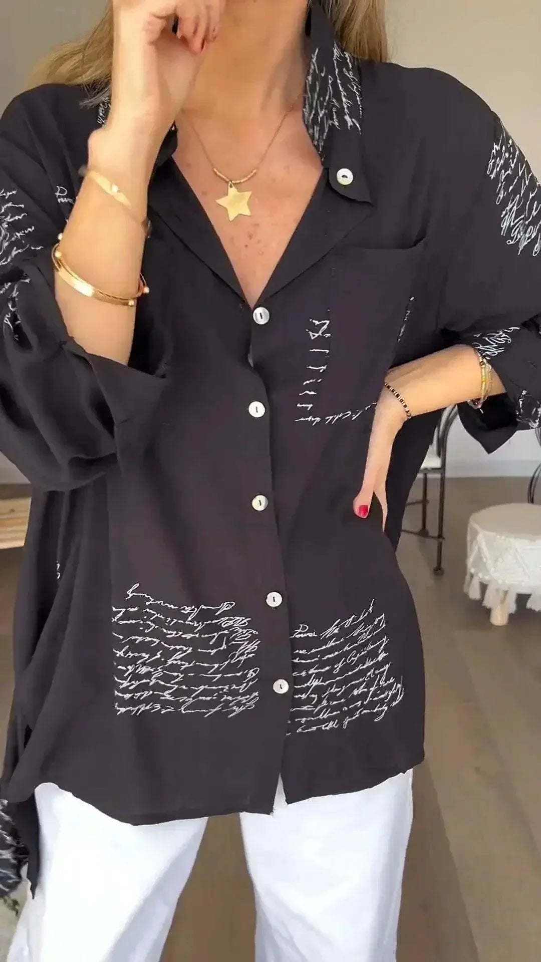 Camisa Poema de Seda™ com Detalhes Elegantes / Caimento Perfeito e Detalhes Únicos para um Estilo Sofisticado!