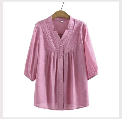 Camisa Feminina Julie™ com Manga 3/4 e Detalhe Renda -  Conforto, Elegância e Versatilidade para Todas as Ocasiões!