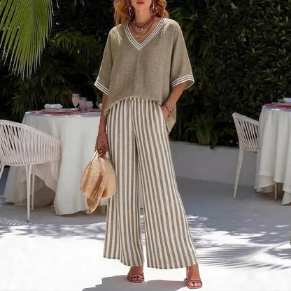 Conjunto Calenne™ em Linho de Algodão com Contraste Elegante