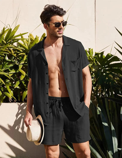 Conjunto Praiano Camisa Manga Curta + Shorts / Top Verão 22/23