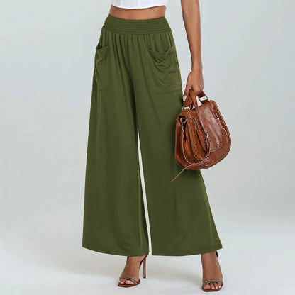 Calça Lissara™ Com Cintura Alta, Bolsos Drapejados E Modelagem Pantalona / Praticidade Com Aparência Refinada