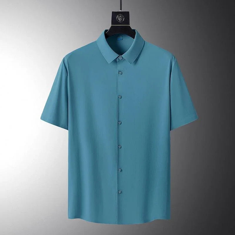 Camisa Social Manga Curta em Seda Gelo - Alto Padrão / Um toque de elegância em seu guarda-roupa!