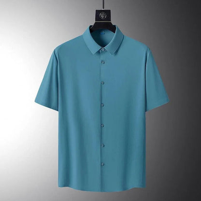Camisa Social Manga Curta em Seda Gelo - Alto Padrão / Um toque de elegância em seu guarda-roupa!