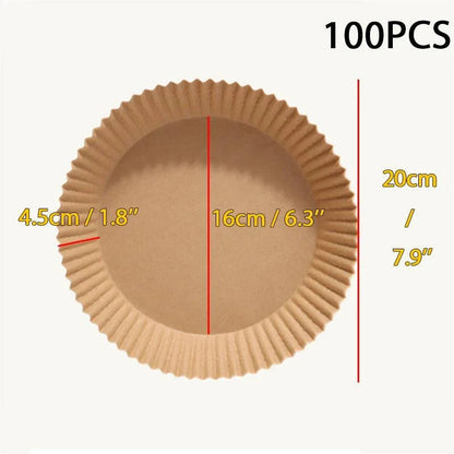 Kit com 100 Formas para Air Fryer Descartáveis e Antiaderentes
