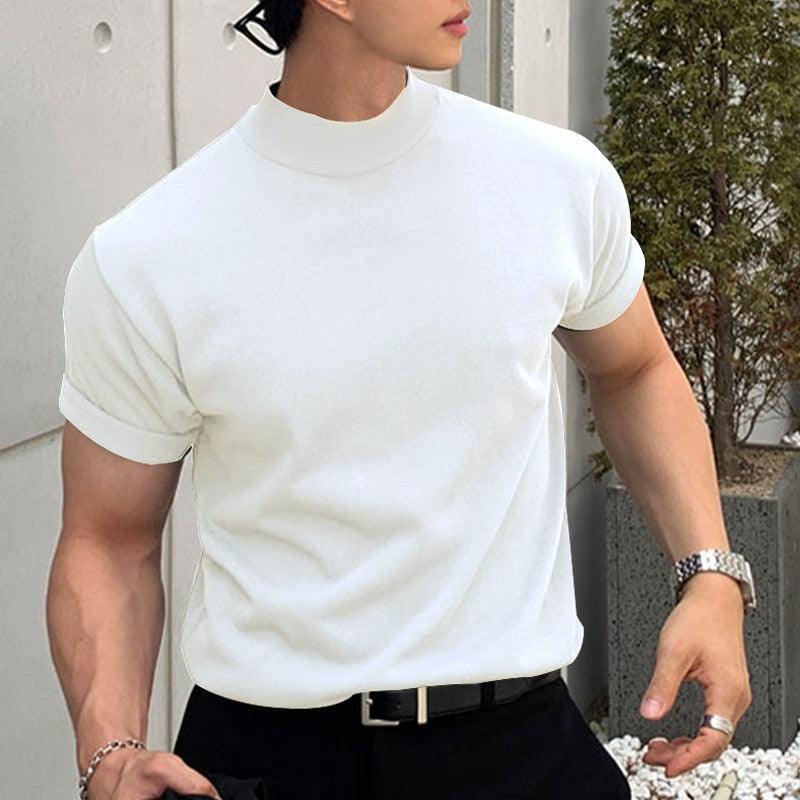 Camiseta Masculina Gola Alta Plus Size - ElevateMan /  A Combinação Perfeita de Estilo e Versatilidade para Homens de Bom Gosto!