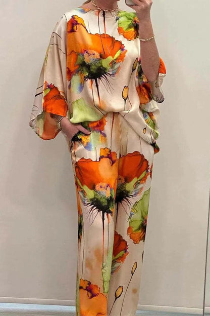 Conjunto Aquarela Floral™ em Cetim Luxuoso / Exale Sofisticação e Criatividade com Conforto Absoluto!