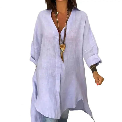 Camisa Despojada Hillary™ em Algodão Suave / Elegância Casual e Conforto para o Seu Dia a Dia!