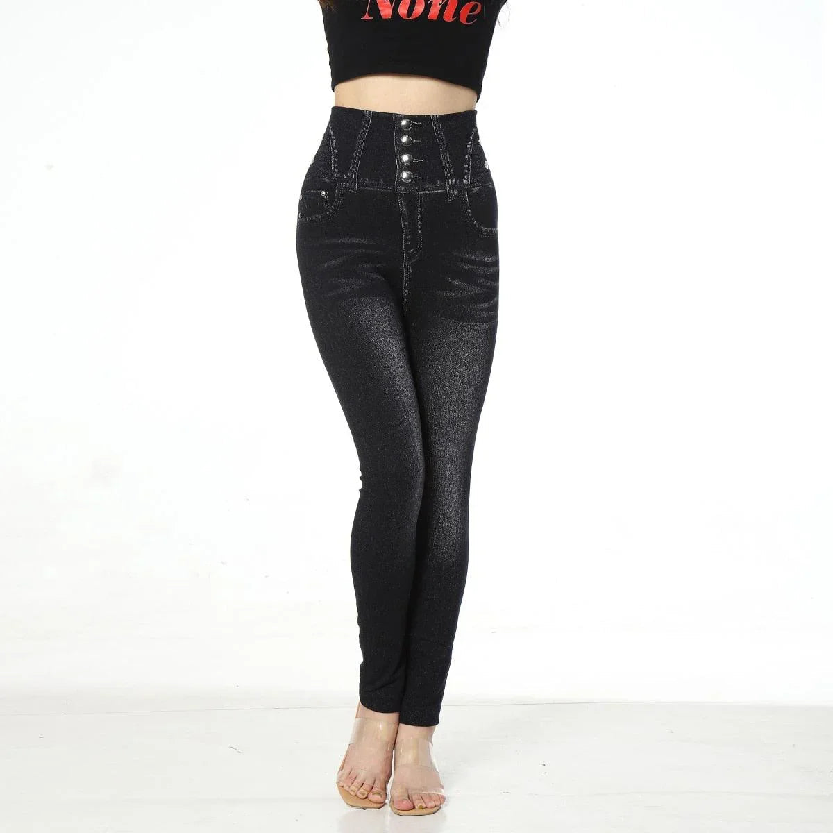 Calça Jeans de Lycra La Belle / A Única com Cintura Alta e Efeito Modelador para uma Elegância Incomparável!
