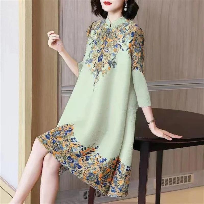 Vestido Jardin de Louvre™ em Tecido Nobre com Estampa Barroca / Elegância e Sofisticação Inspiradas na Realeza Europeia!