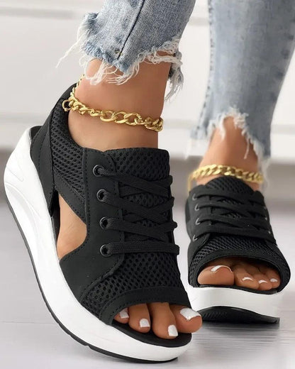 Sandália Elyse™ com Plataforma Confort Estilo Tênis / Alívio para os Pés Cansados com Estilo Sofisticado!