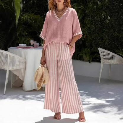 Conjunto Calenne™ em Linho de Algodão com Contraste Elegante