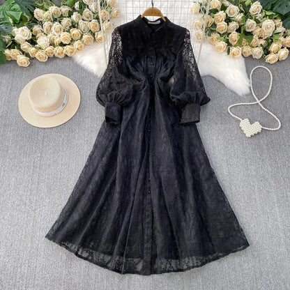 Vestido Imperial™ Rendado com Mangas Bufantes