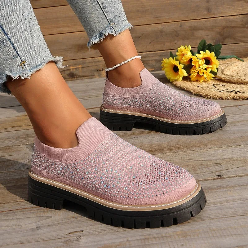 Tênis Brilho Urbano™ Slip-On com Plataforma Tratorada