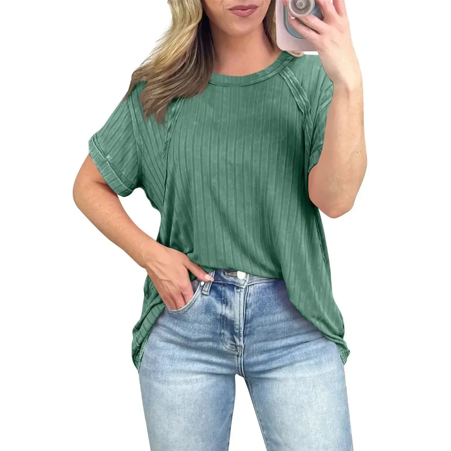 Camiseta Texturizada Steffany™ em Algodão Premium  / Exclusividade em Conforto e Estilo que Você Merece!