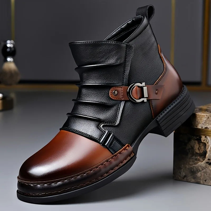 Bota Dallas™ em Couro Premium com Fivela Lateral Ajustável