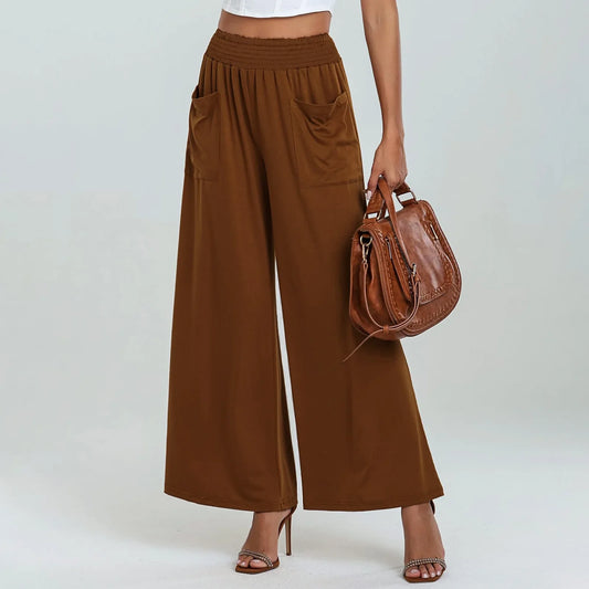 Calça Lissara™ Com Cintura Alta, Bolsos Drapejados E Modelagem Pantalona / Praticidade Com Aparência Refinada