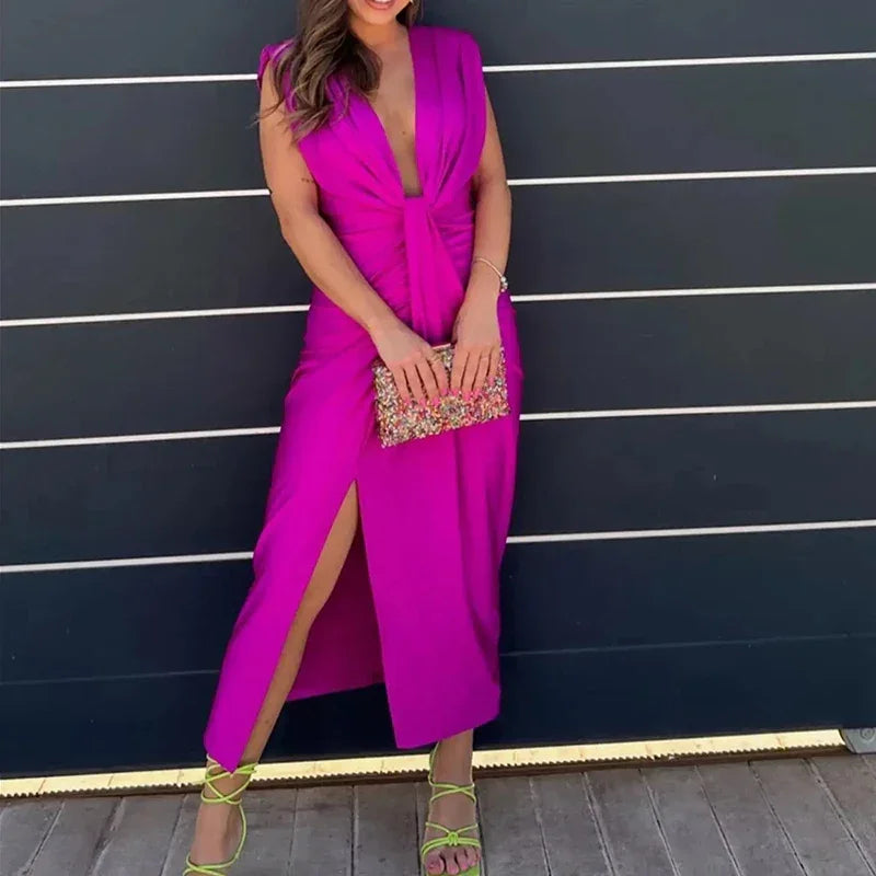 Vestido Kaelis™ com Design Refinado e Drapeado Moderno