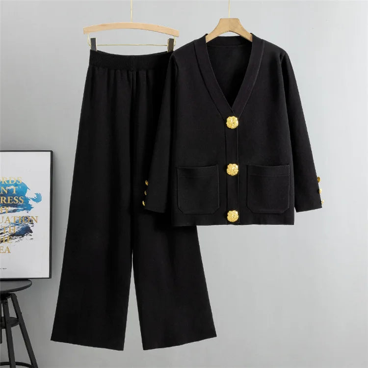 Conjunto Altesse™ Com Botões Dourados e Calça Pantalona