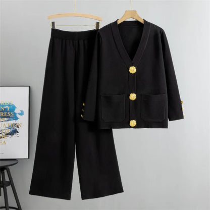 Conjunto Altesse™ Com Botões Dourados e Calça Pantalona