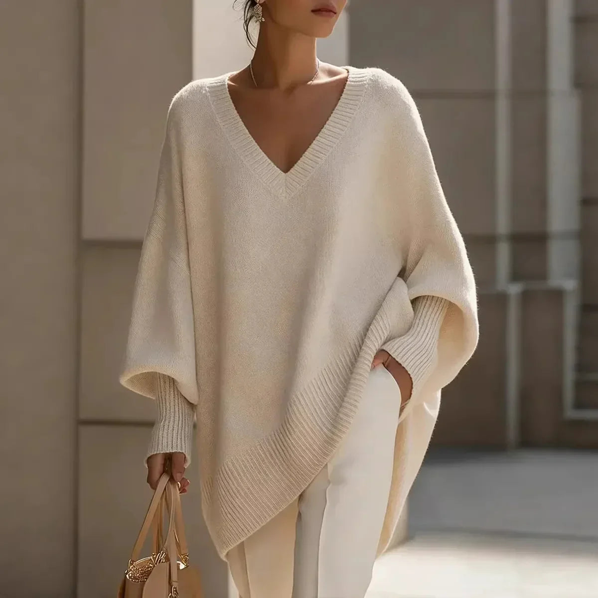 Suéter Genebra™ em Tricô Macio Premium com Modelagem Oversized