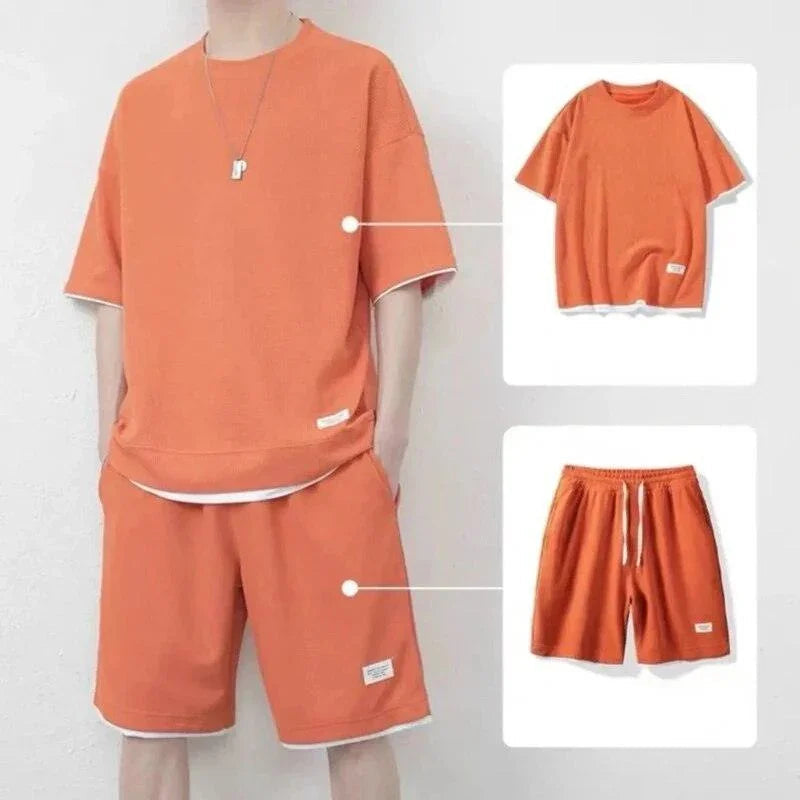 Conjunto Unissex CoolBreeze™ em Seda Gelo com Camiseta + Shorts