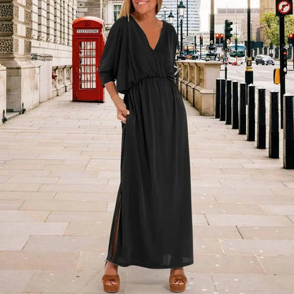 Vestido Ladine™ em Malha Soltinha com Fenda Lateral / Leveza e Conforto com um Toque Casual-Chique!