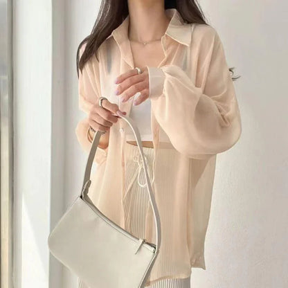 (Promoção Compre 1, Leve 2) Camisa Chiqué™ Estilo Sobretudo em Chiffon / Proteja-se do Sol com Muita Elegância e Estilo!!