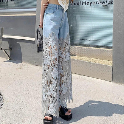 Calça Jeans Monalisa™ Com Detalhes em Renda / A Mais Soltinha e Fresca do Guarda-roupa!