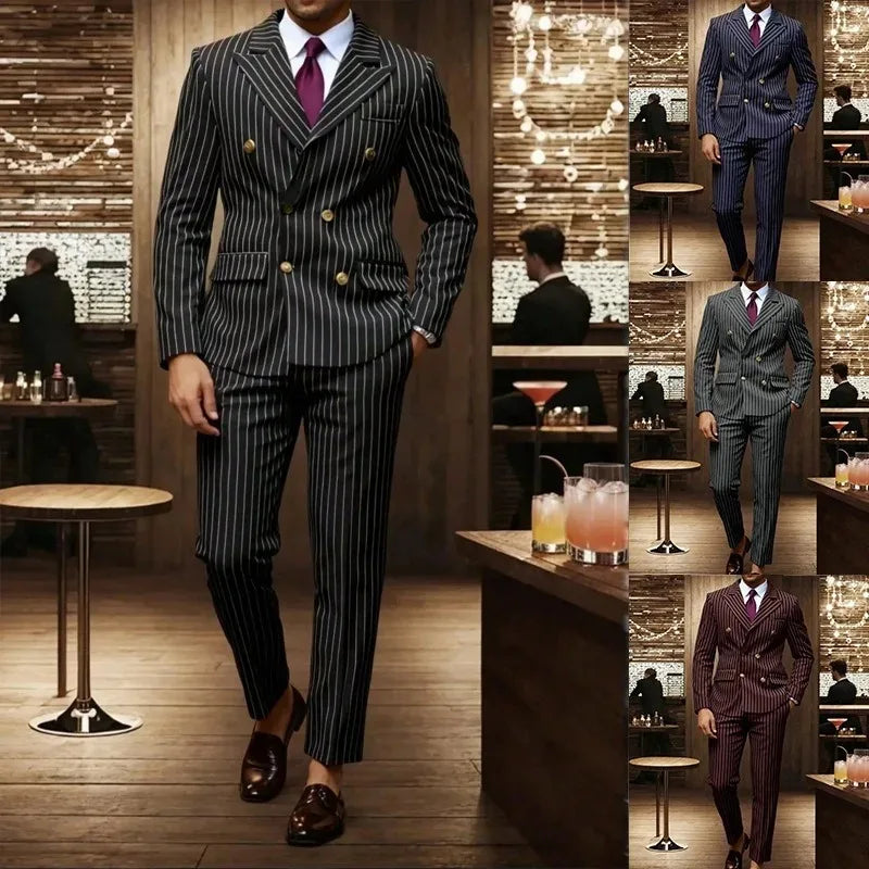 Terno Monarch™ em Alfaiataria com Risca de Giz e Estilo Executivo Premium
