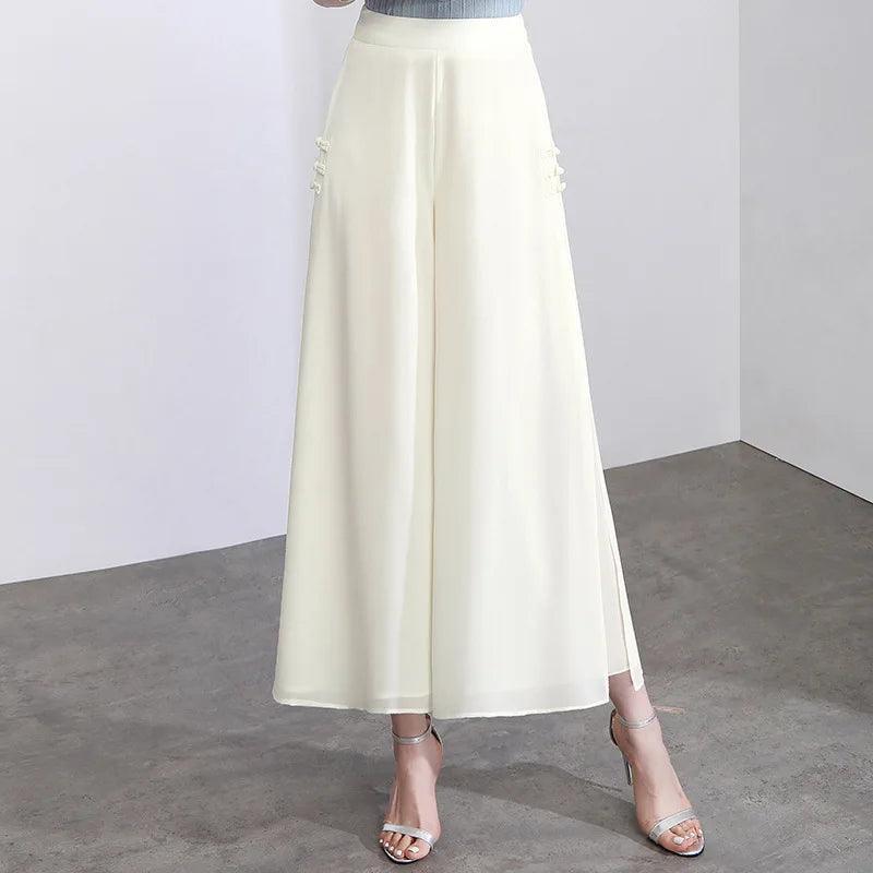 Calça Saia Palazzo™ com Dupla Camada em Chiffon / Desfile Exalando o Máximo de Beleza e Glamour!